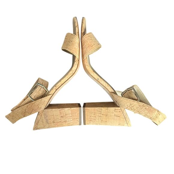 Ann Taylor Leda Natural Cork Block High Heel Sandal Size 8 1/2 - Picture 7 of 10